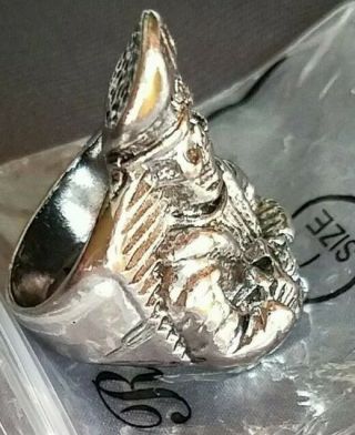 Satan Ghost Bc Jewelry Skull/bible Crucifix Ring Stainless Steel Size 7.  Nwt