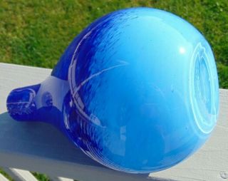 Vtg Murano Style Studio Hand Crafted Art Glass Heavy Vase Teardrop Blues Swirl 3