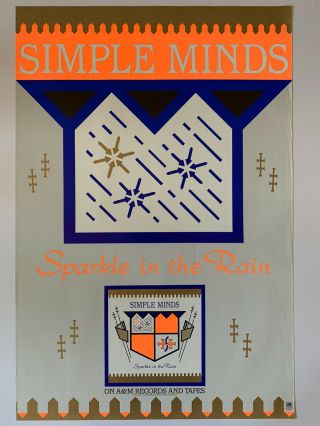 1984 Simple Minds Sparkle In The Rain Promotional Rock Poster 24” X 36”