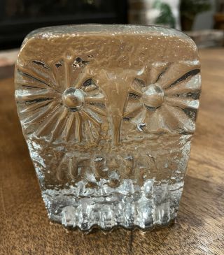 Vintage Mid - Century Modern Blenko Glass Don Shepherd Das Icefloe Owl Clear Mcm