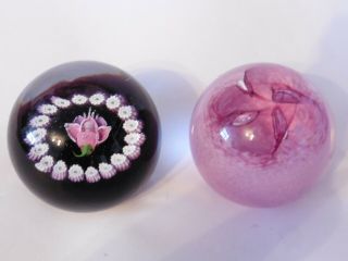 Caithness Scotland Millefiori Glass Paperweight & Pixie Pink Small Chg Pair