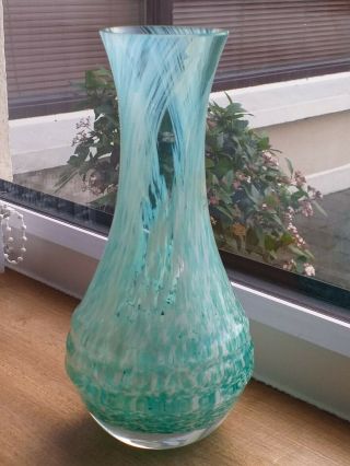Vintage Caithness Green Glass " Flower " Vase