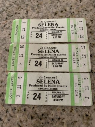 3 X Rare Vintage 1993 Selena Quintanilla Concert Ticket Stubs 3