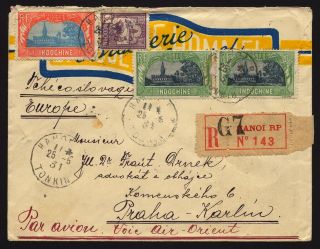 Indochina 1931 Hanoi Tonkin To Csr Reg.  Airmail Cover