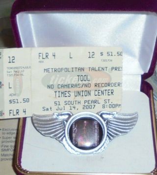 Tool Rock Band Concert Ticket Wing Pin Badge Song Opiate Undertow Enima Days Pot