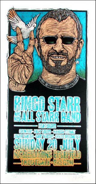 Ringo Starr & Hs All - Starr Band Concert Gig Poster Sn Gary Houston