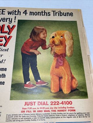 Vintage 1964 Cuddly Dudley Promo Tribune Ad Ray Rayner Bozo Show TV Dog 2