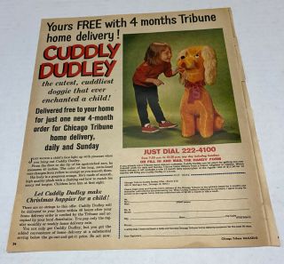 Vintage 1964 Cuddly Dudley Promo Tribune Ad Ray Rayner Bozo Show TV Dog 3