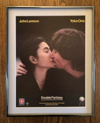 John Lennon Yoko Ono Double Fantasy Rare Promo Poster Ad Pro - Framed