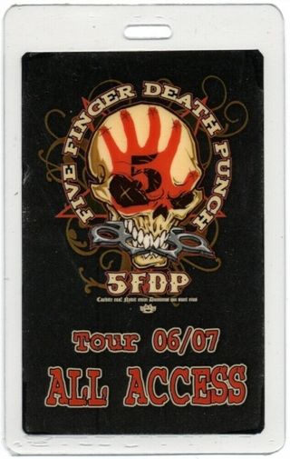 Five Finger Death Punch Authentic 2006 Concert Tour Laminated Backstage Pass