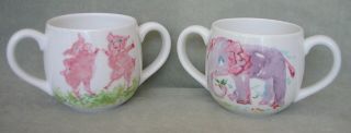 2002 Tiffany & Co.  Two Baby Double - Handed Cups: Dancing Pigs & Jungle,  England