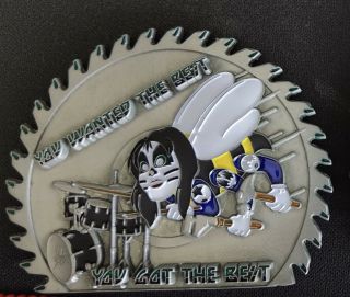 Kiss Seabee Catman Rnro Tear Drop Military Challenge Coin 3”x2.  43