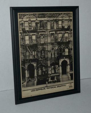 Led Zeppelin 1975 Physical Graffiti Framed Promotional Poster / Ad Jimmy Page