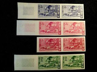 Vietnam Rare Imperf Pairs Stamp Set Scott 203 - 206 Mnh Hard To Find
