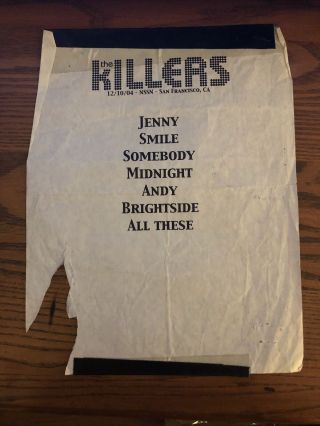 The Killers Set List 2004 San Francisco Bill Graham Civic Live 105 Nssn