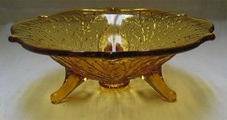 Elegant Fenton Amber Art Glass Tree Of Life Footed Candy Dish