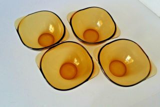 4 Vintage Vereco France Amber Glass Bowls