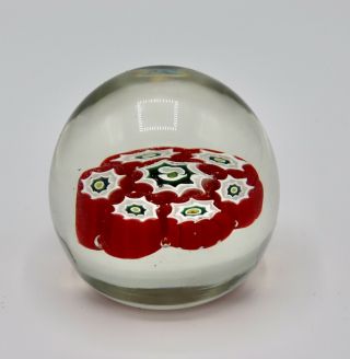 Vintage Art Glass Paperweight Millefiori Floral Design - Unbranded