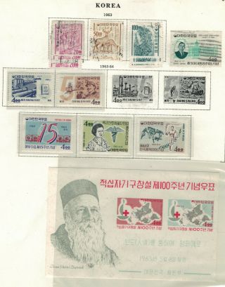 Korea Selection Of Stamps Issued In 1963 - 1964 In Mixed