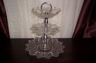 Vintage 3 Tier Candy Dish - Clear Glass