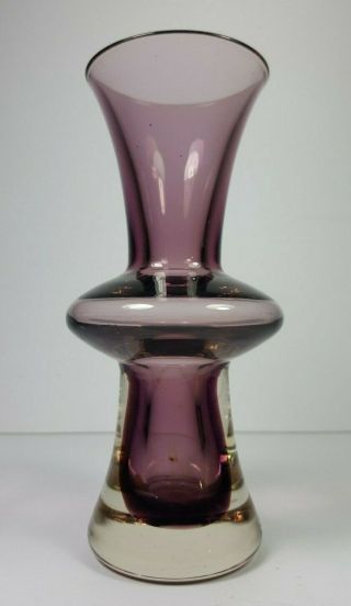 Retro Hand Made Scandinavian Studio Art Glass Vase - Amethyste - Orrefors Style