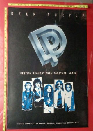 Deep Purple Poster,  24x36 ",  Rare,  Record Company Promo,  Perfect Strangers
