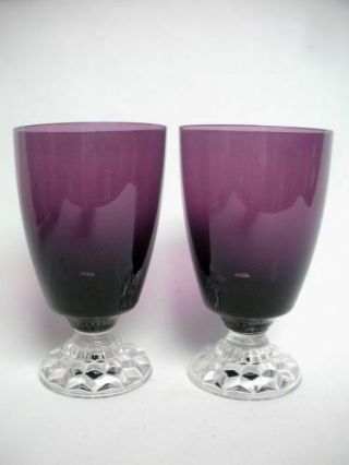 2 Fostoria American Lady Footed Iced Tea Goblet Glass Amethyst Purple 10oz