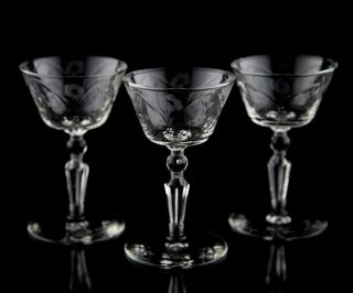Rock Sharpe Glamour Liquor Cocktail Glasses,  Set Of (3),  Polished Cut Floral