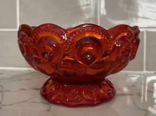 Vintage LE Smith Red Moon and Stars Glass Compote Candy Dish Bowl 2