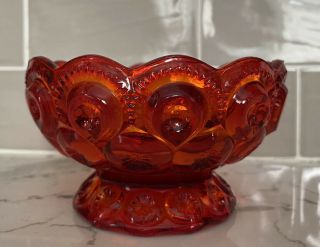 Vintage LE Smith Red Moon and Stars Glass Compote Candy Dish Bowl 3