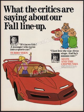 RUBY SPEARS_Original 1984 Trade AD / poster_Turbo Teen_Alvin and the Chipmunks 2