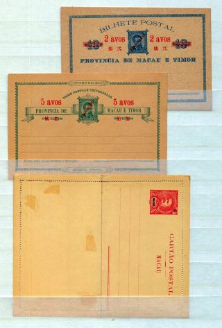 Macau Macao & Timor Early Stationery Cards X 4 (zy 06