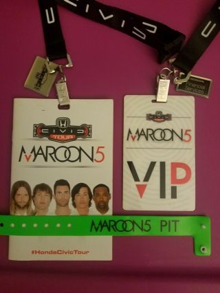 Maroon 5 Vip Set Of 3 Vip Pass,  Vip Honda Civic Tour Book,  Vip Pit Wristband