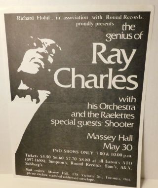 Ray Charles Large Concert Handbill Massey Hall Toronto Ontario Canada