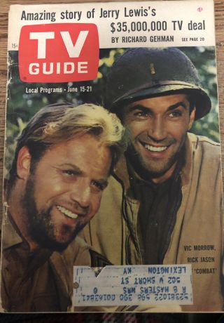 Tv Guide June 15 - 21 1963 Combat Vic Morrow,  Rick Jason.  Jerry Lewis Story