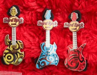 3 Hard Rock Cafe Pins Online Tattoo Gem Stone Guitar Hat Lapel