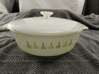 Vintage Fire King Round Covered Casserole Dish With Lid Candle Glow 1 1/2 Qt 437