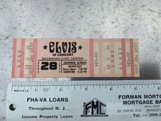 1977 Elvis Presley Savannah Ga Concert Ticket Loge Seat Pink