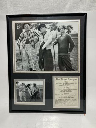 The Three Stooges Golf Photo Framed Larry Moe Curley Real Names & Birthdates Euc