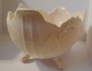 Vintage Shell Pink Milk Glass Lobmardi Bowl Jeanette Glass Footed 1950 ' s 2