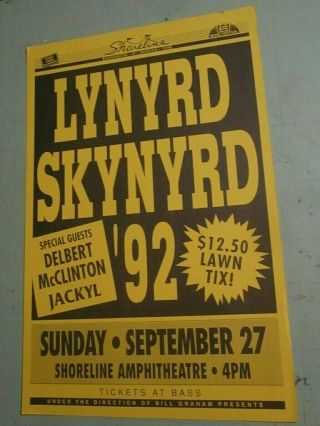 Lynyrd Skynyrd 1992 Shoreline Amphitheatre Concert Show Poster