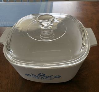 Vintage Corningware Blue Cornflower 3 Quart Casserole Dish With Pyrex Lid A - 3 - B 3
