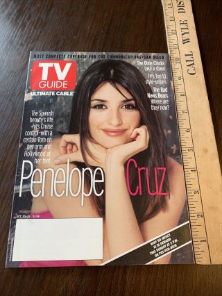 Rare Large Cable Edition Tv Guide October 20 - 26 2001 Spanish Star Penelope Cruz