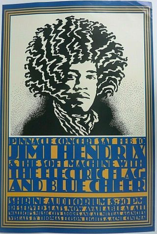 Rare Jimi Hendrix 1987 Vintage Shrine Auditorium Music Concert Promo Poster