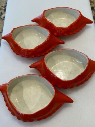 4 Vintage Seafood Red Crab Shell Oven Dishes