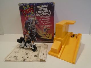 Chips Highway Patrol Launcher & Motorcycle - Vintage 1981 Mego
