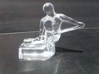 Vintage Orrefors Sweden Crystal Art Glass Foundryman Worker Figurine Paperweight