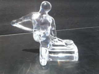 Vintage Orrefors Sweden Crystal Art Glass Foundryman Worker Figurine Paperweight 2