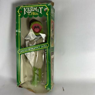 Vintage 1981 Fisher - Price Jim Henson Kermit The Frog Dress - Up Muppet Doll 857