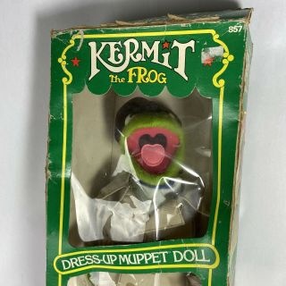 Vintage 1981 Fisher - Price Jim Henson Kermit The Frog Dress - Up Muppet Doll 857 2